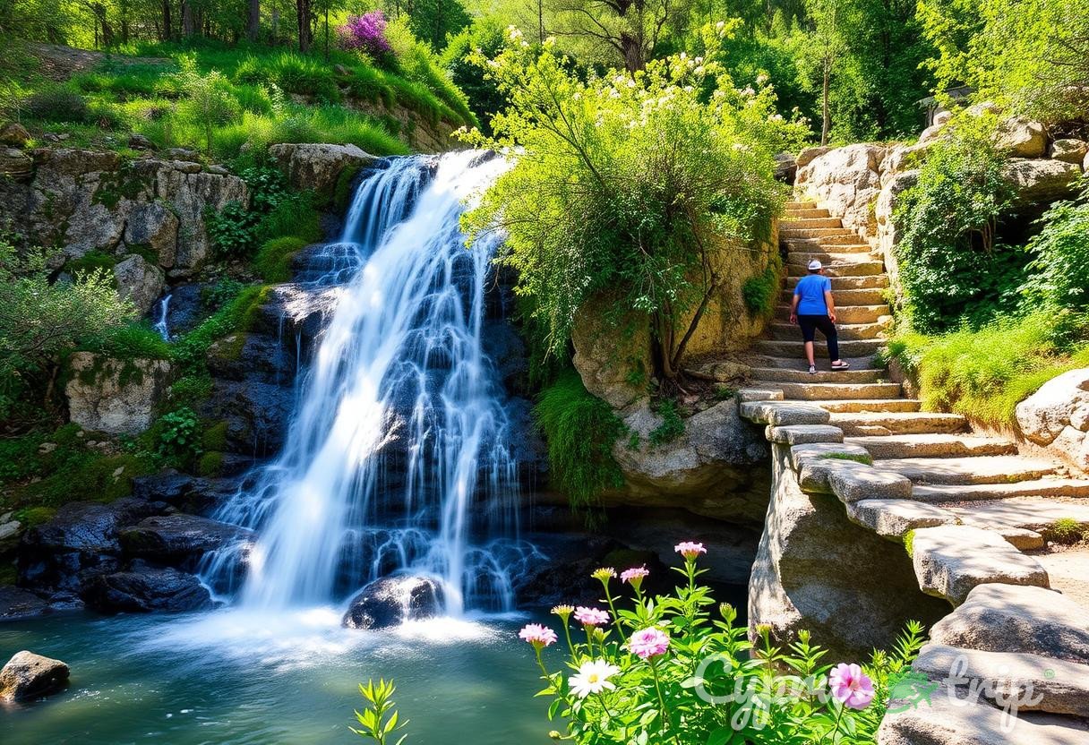 Ilustración para la sección: Una caminata corta pero pintoresca de 3 kilómetros que conduce a las impresionantes cataratas Caledonia. Este sendero es particular - aventuras en senderos de Chipre